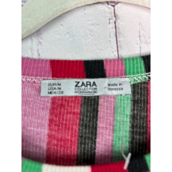 Zara Rainbow Striped Midi Dress Long Sleeve Stretch Colorful & Vibrant - Picture 5 of 11